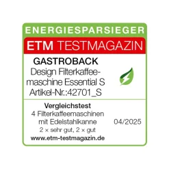 GASTROBACK Design Filterkaffeemaschine Essential S* Filterkaffeemaschinen