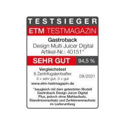 GASTROBACK Design Multi Juicer Digital* Entsafter & Slow Juicer